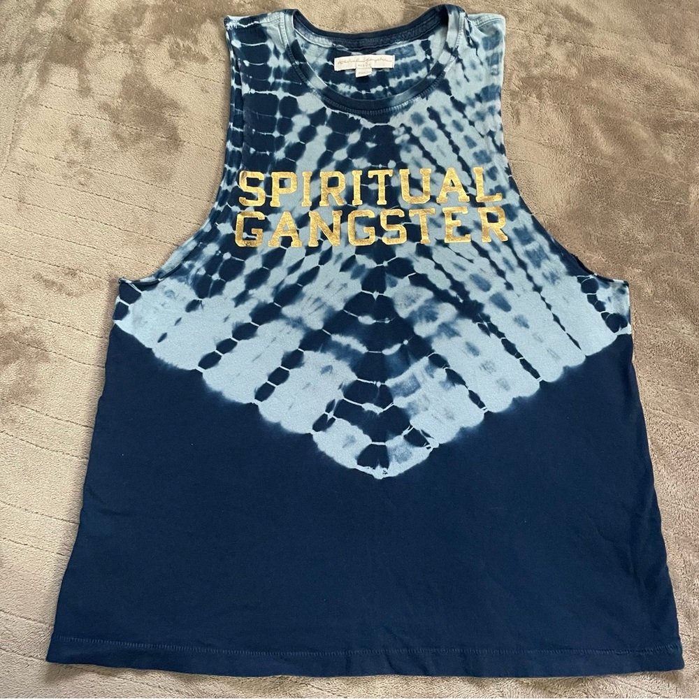 Spiritual Gangster Blue Tie-Dye Tank Medium